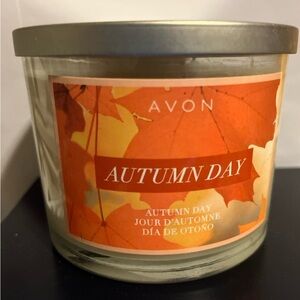 Avon Vintage Autumn Day Candle - Orange and Silver - 3 Wicks